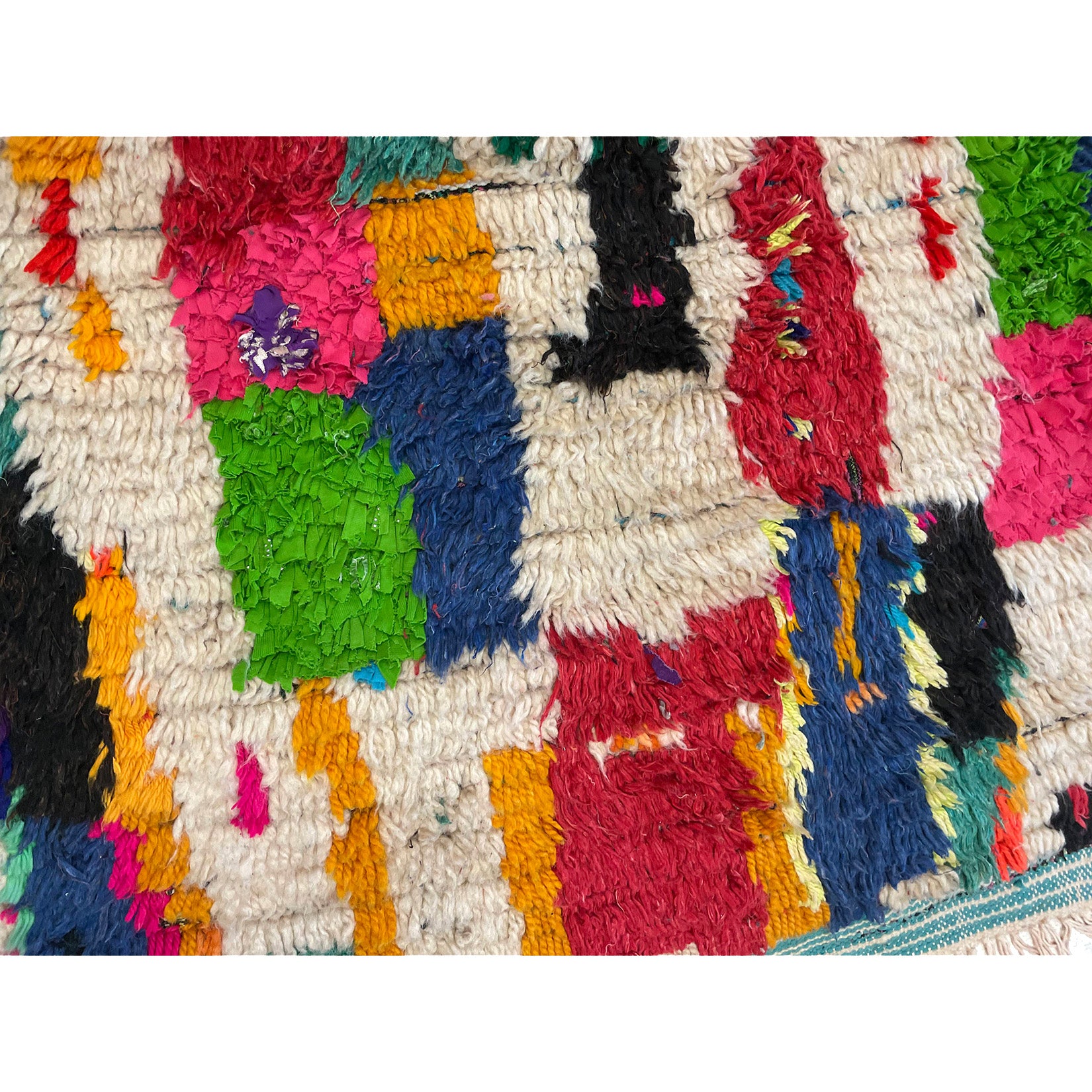 Colorful bohemian vintage Moroccan rag rug - Kantara | Moroccan Rugs 