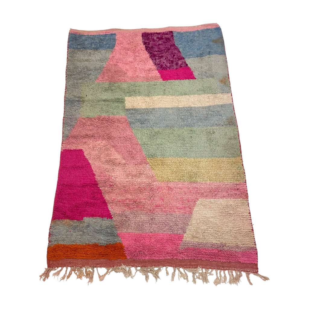 Colorful Moroccan kids' room rug in pinks, purples, blues, and greens - Kantara | Moroccan Rugs