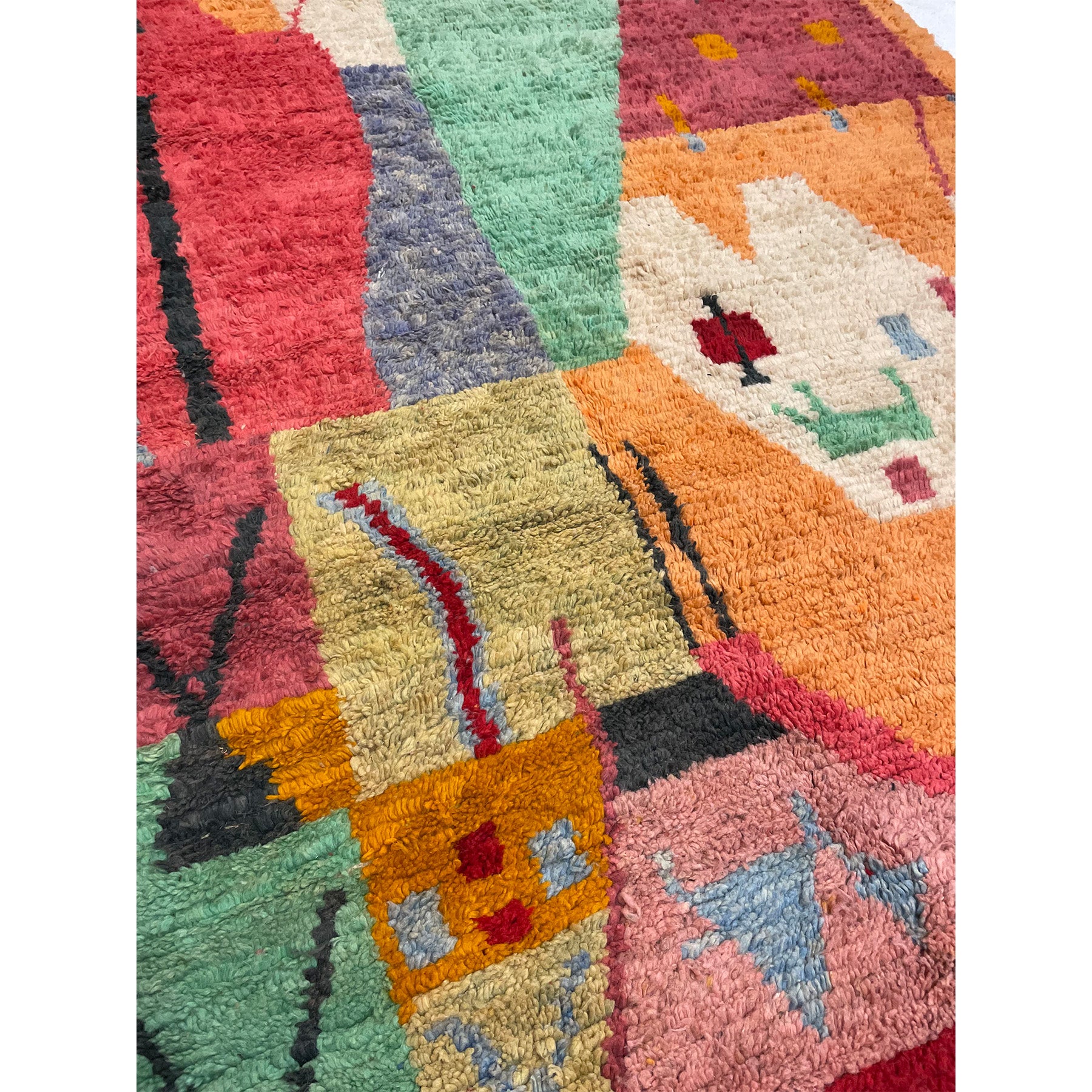 Colorful wool pile Moroccan living room area rug - Kantara | Moroccan Rugs