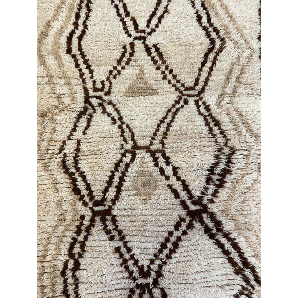 Brown, white, and beige Moroccan Azilal throw rug - Kantara | Moroccan Rugs
