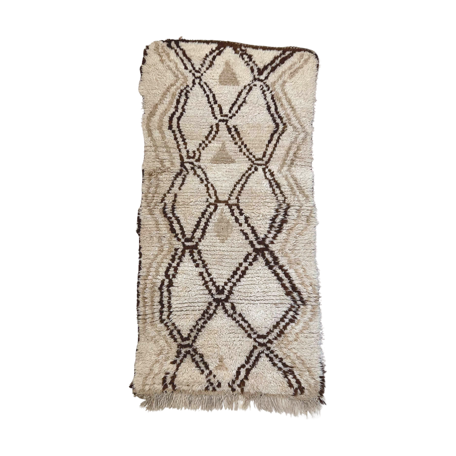 White and brown Moroccan diamond rug - Kantara | Moroccan Rugs