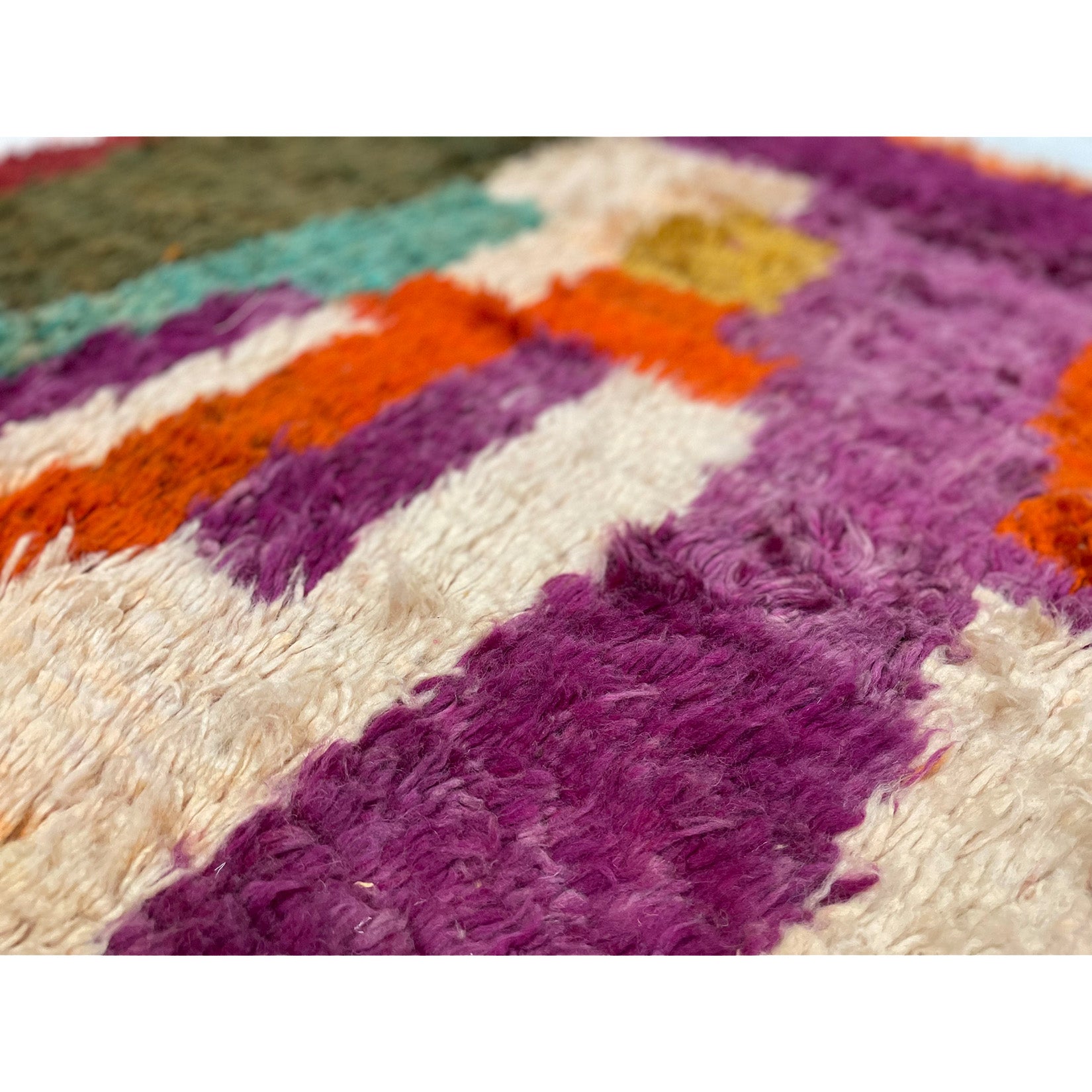 Purple and white Moroccan Boujaad living room rug - Kantara | Moroccan Rugs