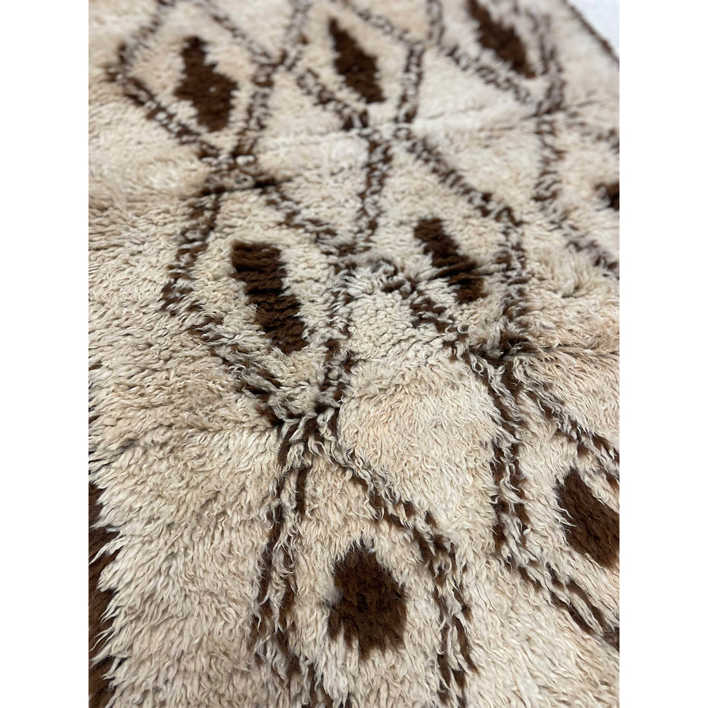 Brown and white Moroccan diamond runner - Kantara | Moroccan Rugs