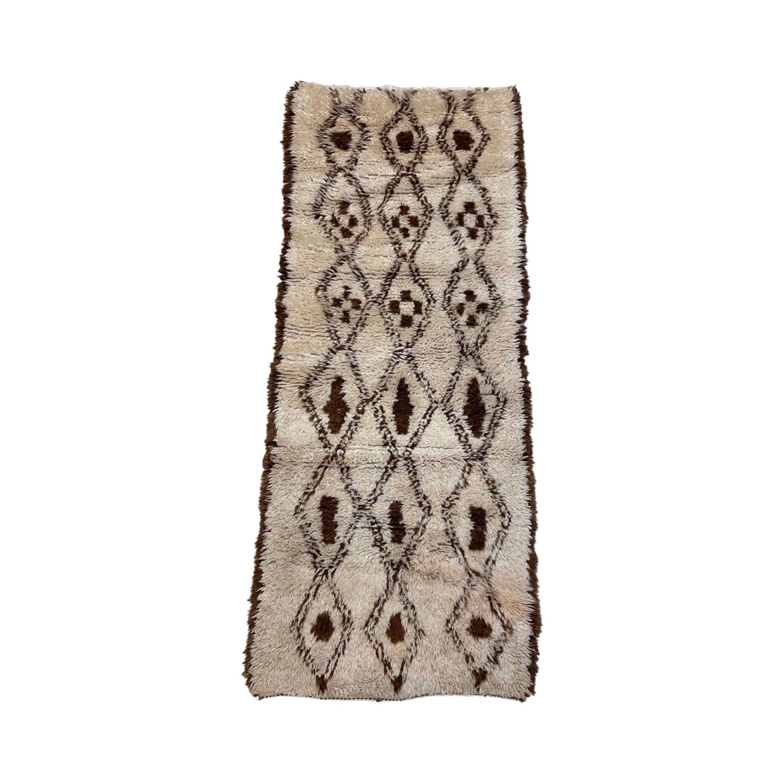 White and brown Moroccan trellis rug - Kantara | Moroccan Rugs