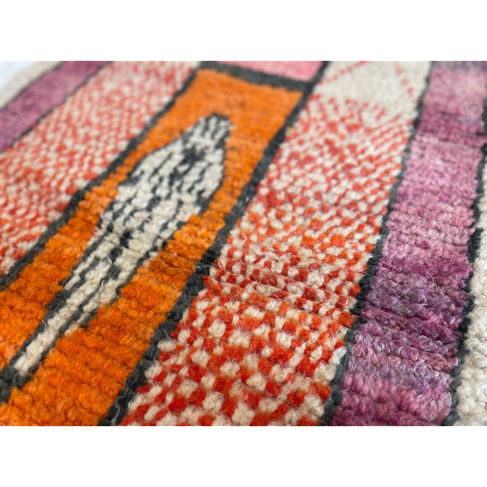 Purple and orange Moroccan runner with abstract design - Kantara | Moroccan Rugs