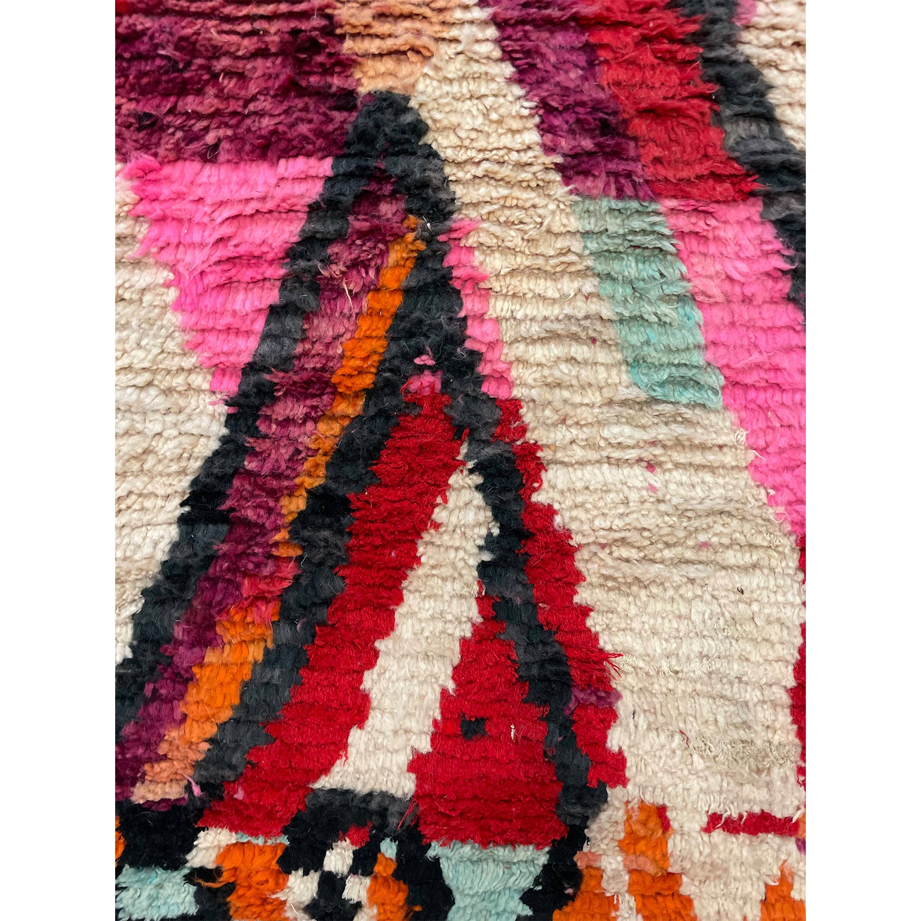 Handwoven wool pile Moroccan runner with colorful details - Kantara | Moroccan Rugs