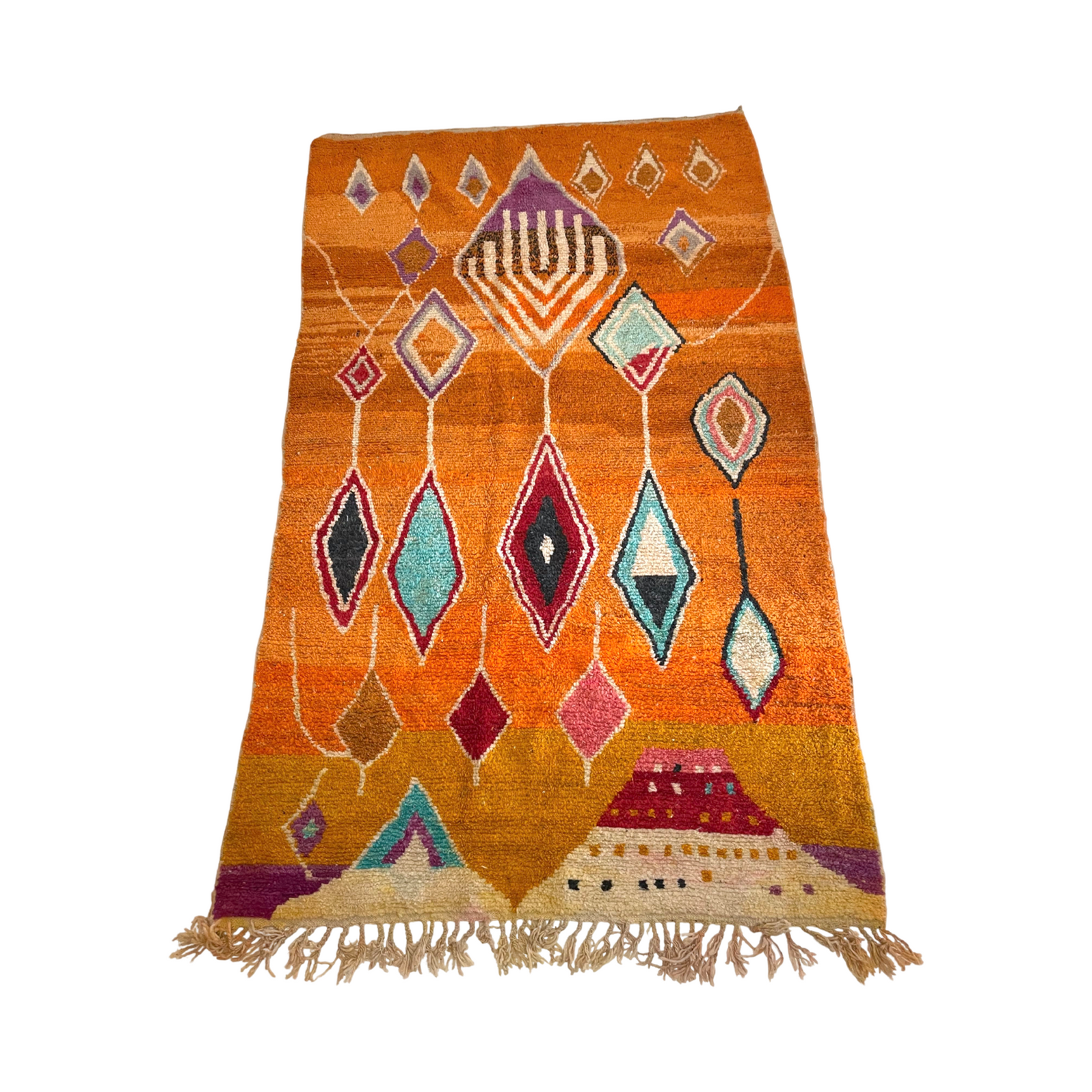 Handwoven Moroccan diamond rug in orange– Kantara | Moroccan Rugs