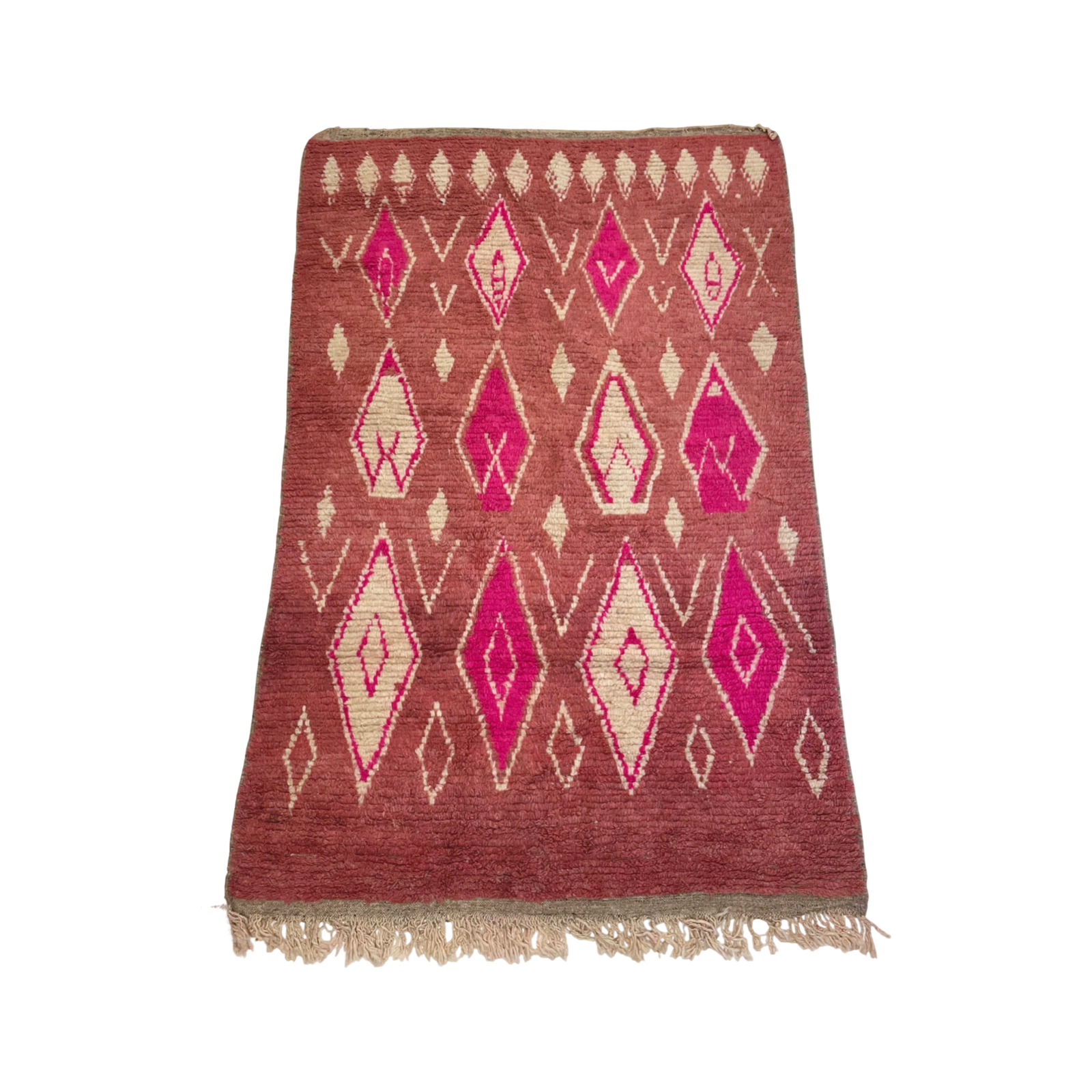 Pink and brown Moroccan rug with diamond motifs - Kantara | Moroccan Rugs