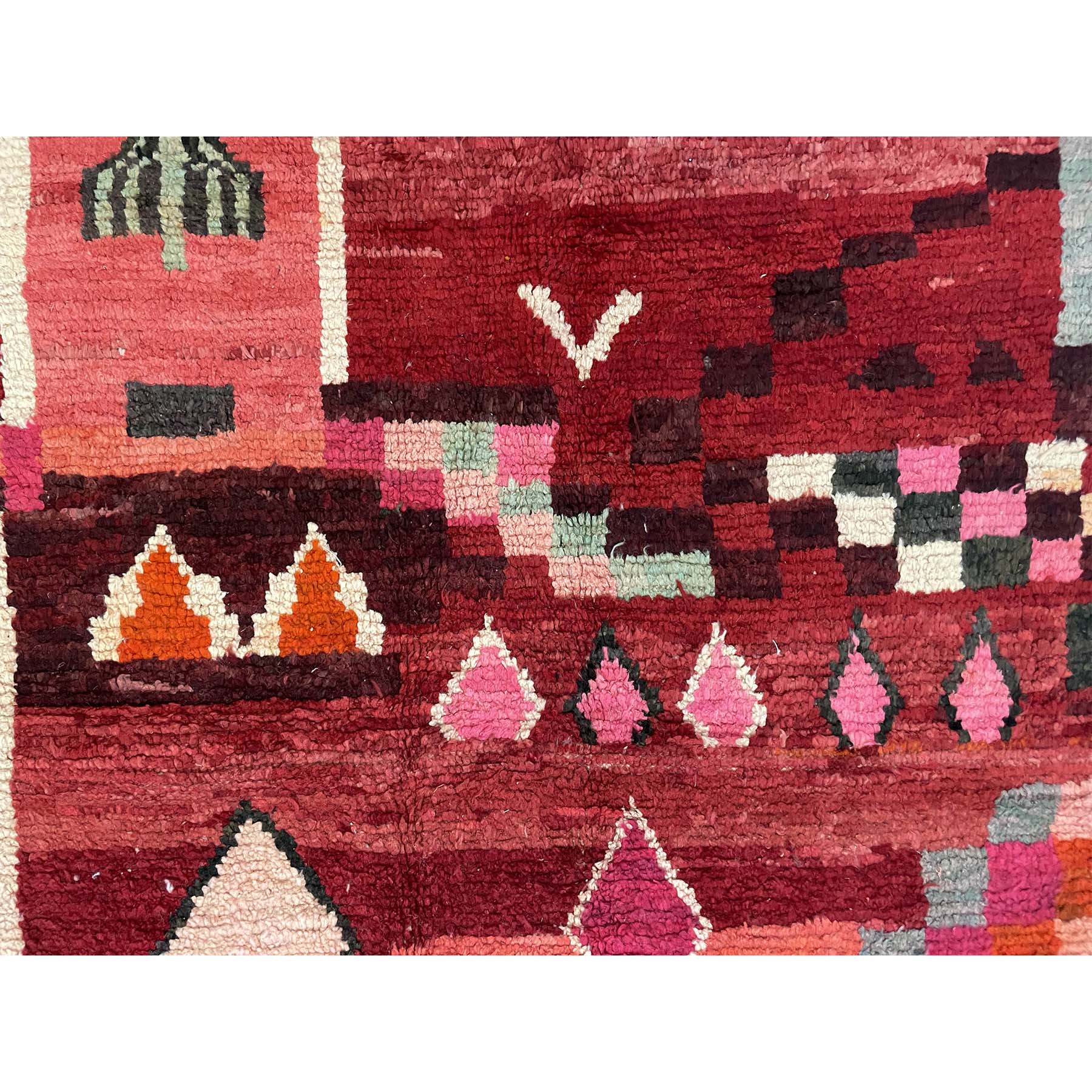 Colorful abstract red Moroccan bedroom rug - Kantara | Moroccan Rugs