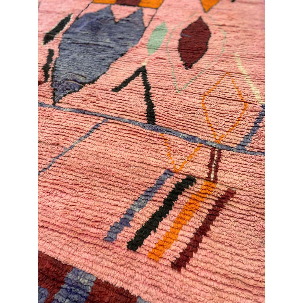 Hand knotted pink colorful Moroccan living room rug - Kantara | Moroccan Rugs