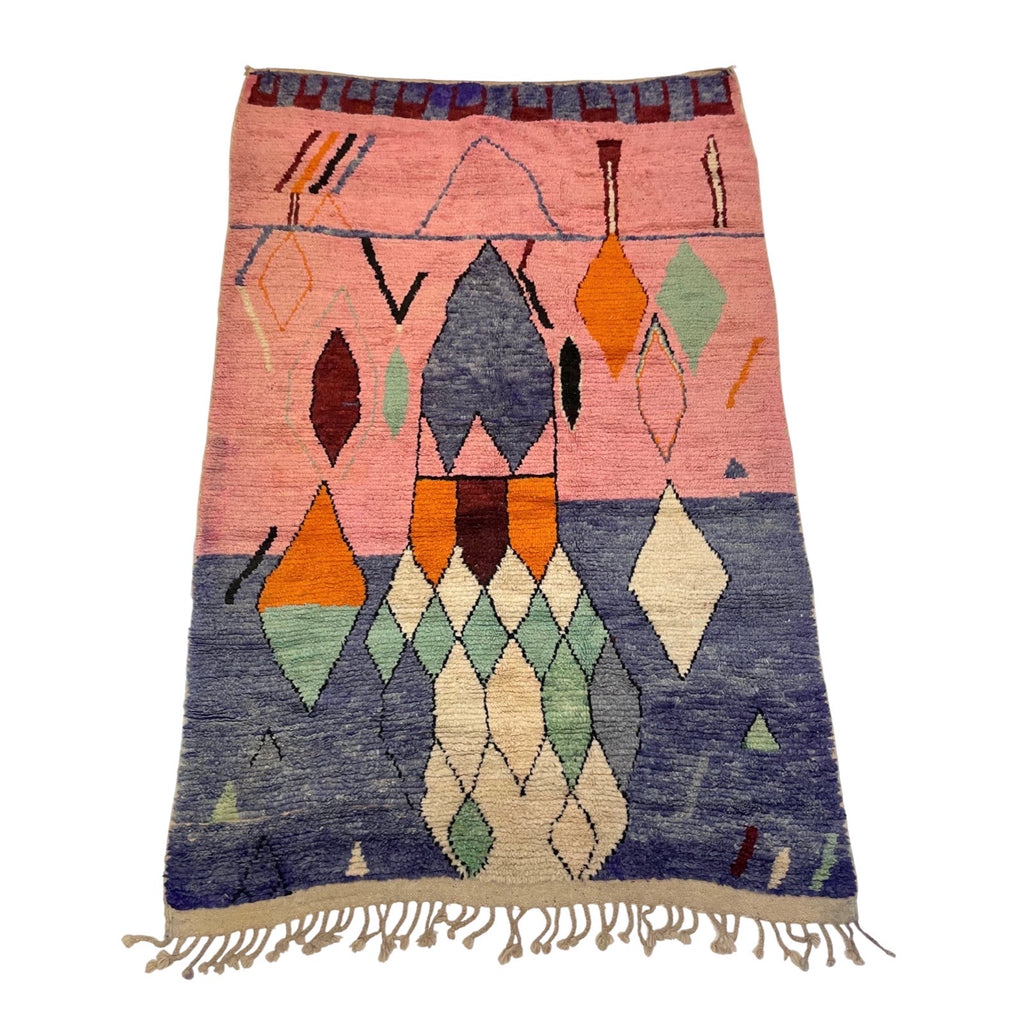 Moroccan diamond rug in pink and blue - Kantara | Moroccan Rugs
