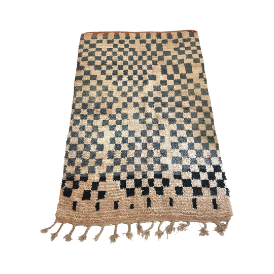 White and black Moroccan checkerboard rug - Kantara | Moroccan Rugs