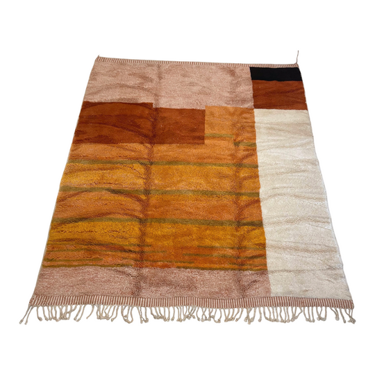 Funky art deco Moroccan berber rug in burnt orange - Kantara | Moroccan Rugs