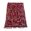 Traditional Moroccan Boujad flatweave with red color and colorful contemporary woven details  | Kantara Moroccan Rugs in Los Angeles 