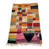 Colorful orange checker Moroccan area rug - Kantara | Moroccan Rugs