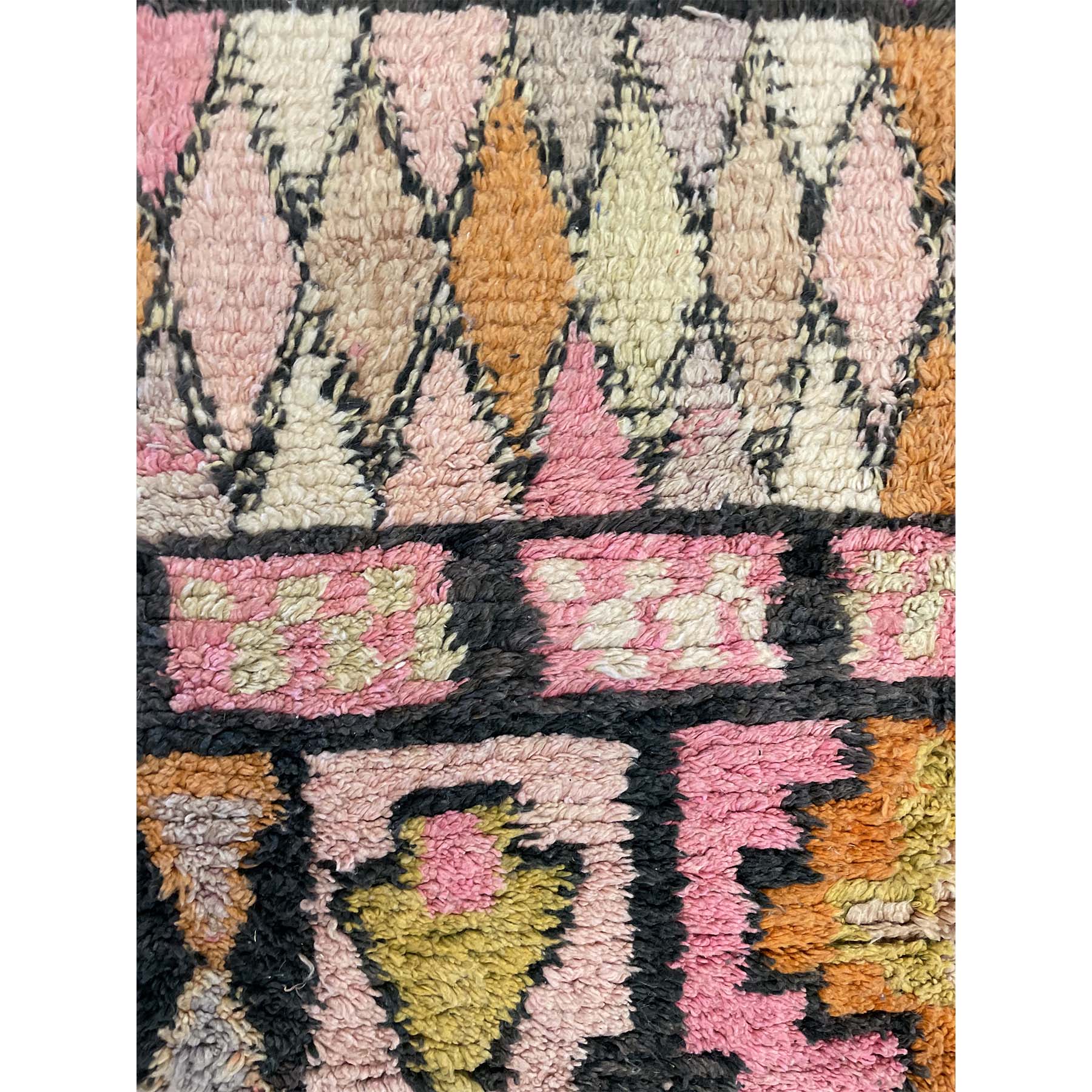 One-of-a-kind black, pink, and orange Moroccan rug - Kantara | Moroccan Rugs