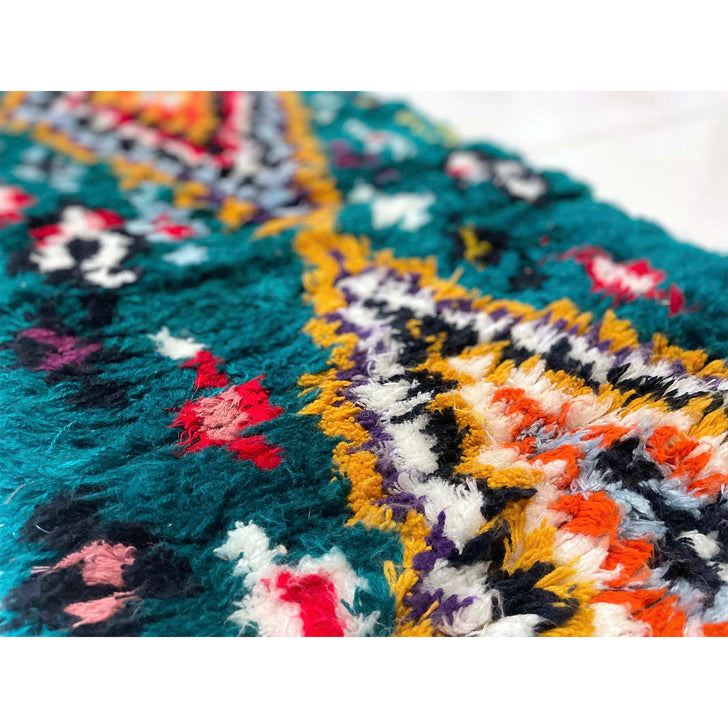 Green Moroccan rag rug runner - Kantara | Moroccan Rugs