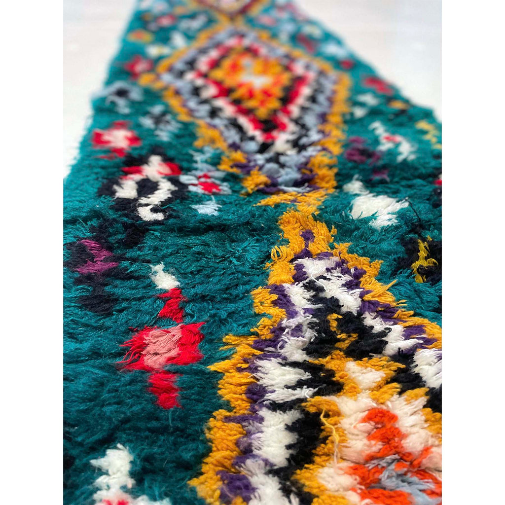 Long Moroccan hallway runner rug in green - Kantara | Moroccan Rugs