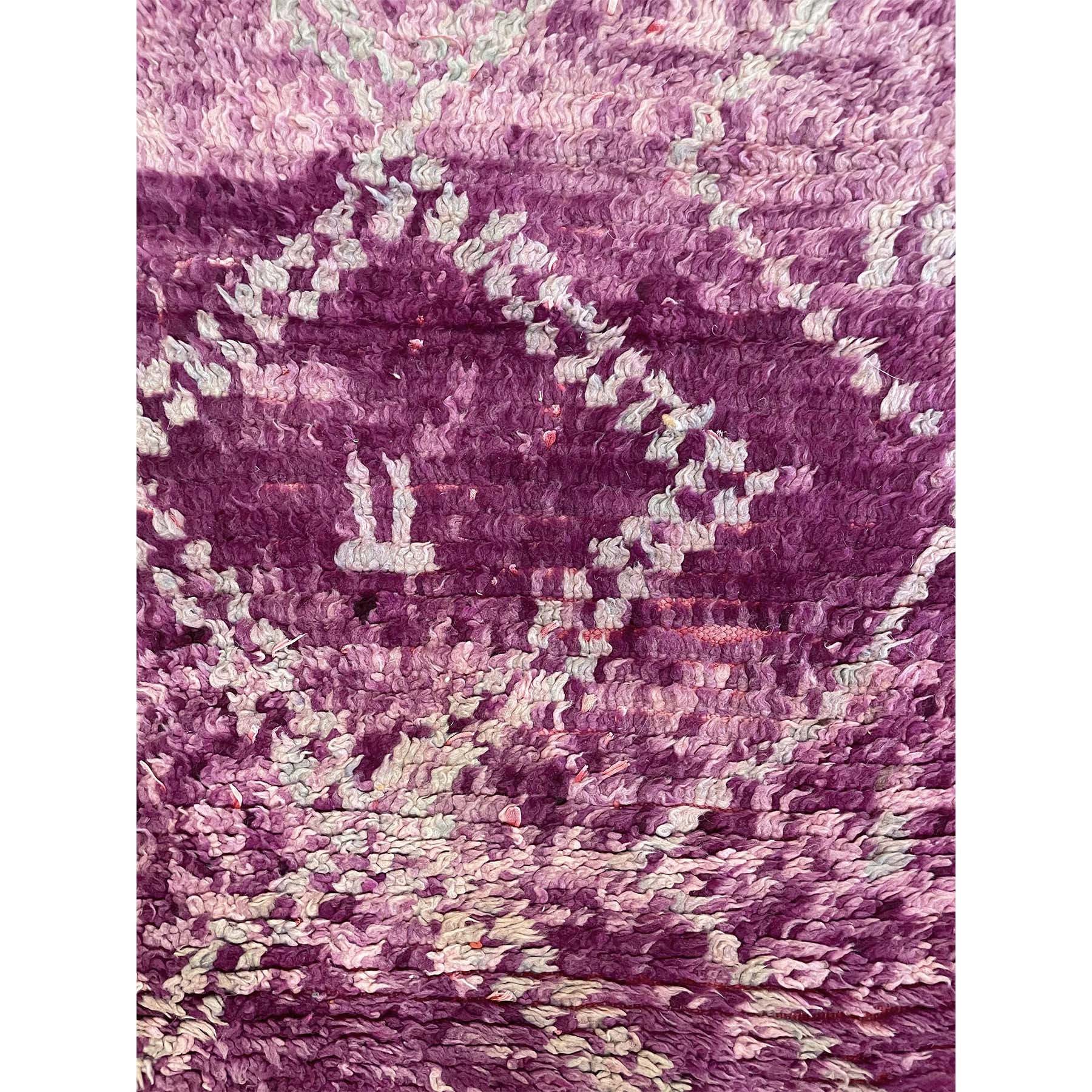 Vintage hand knotted purple and white Moroccan runner - Kantara | Moroccan Rugs