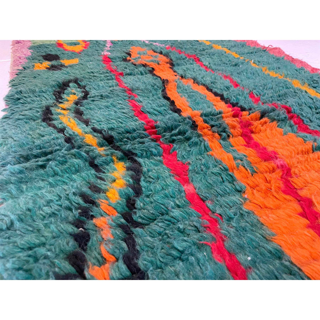 Green handwoven Boujaad Moroccan runner rug - Kantara | Moroccan RUgs