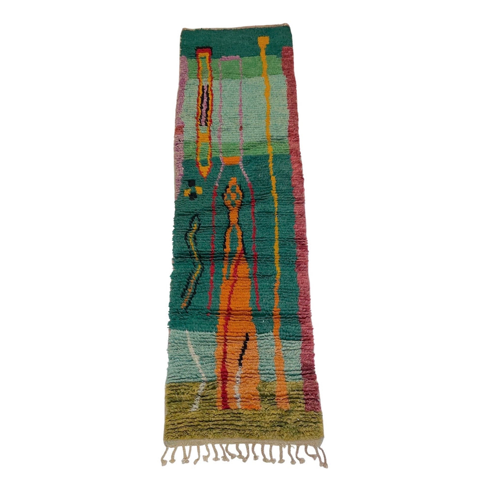 Green art deco Moroccan berber runner - Kantara | Moroccan Rugs