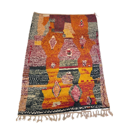 Yellow and red small Moroccan kharita rug, 2' 4” x 3' 3”– Kantara
