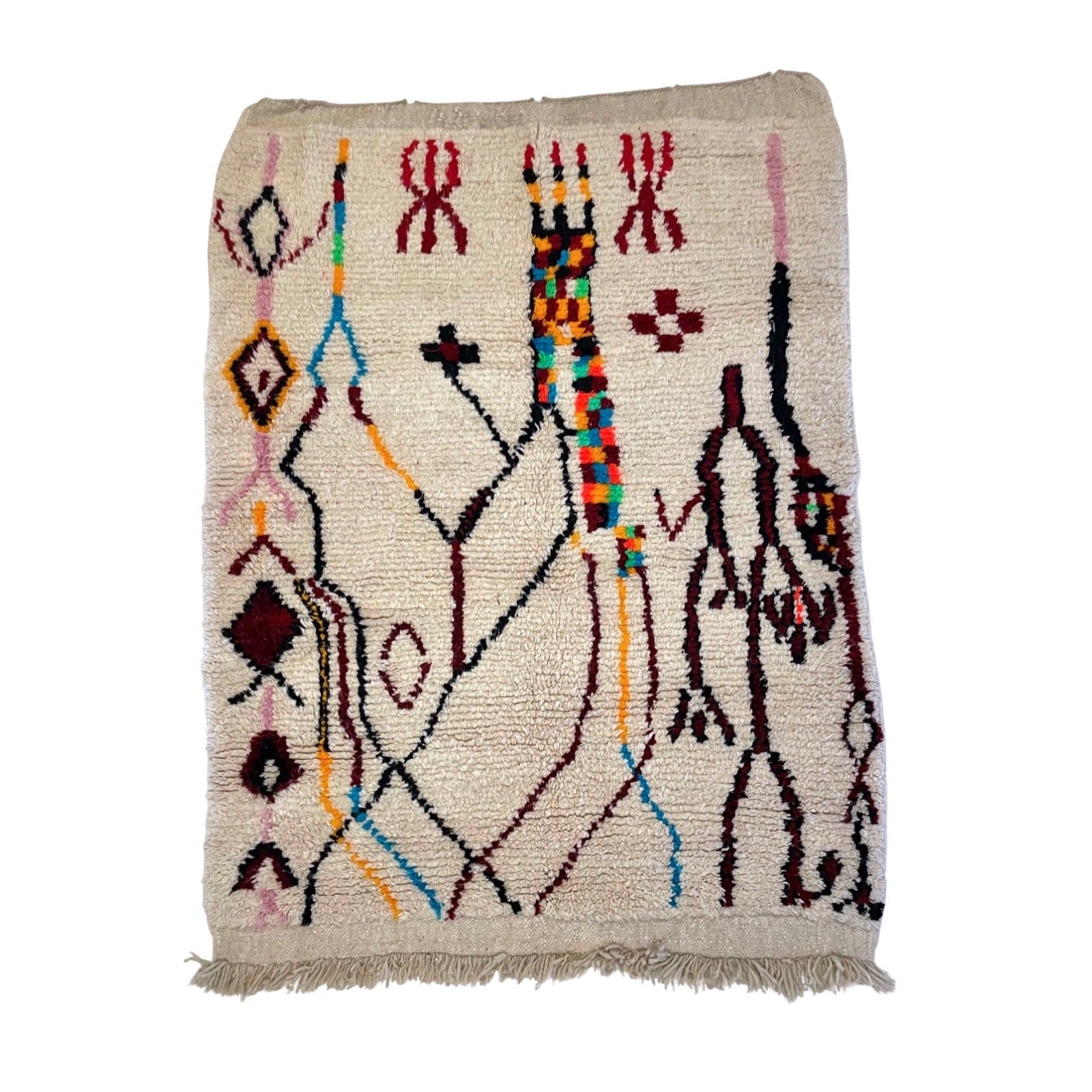 White Moroccan Azilal throw rug - Kantara | Moroccan Rugs