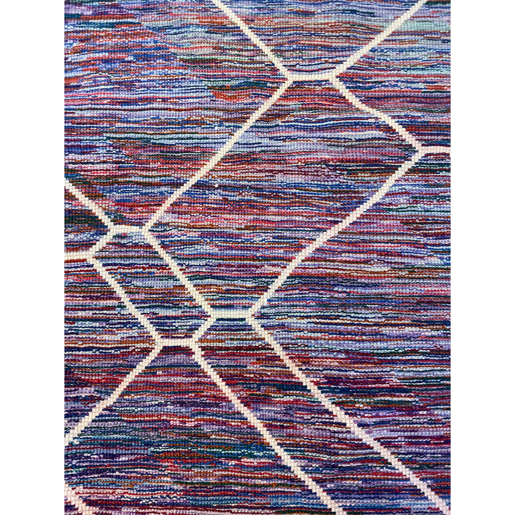 One of a kind handknotted red and blue Moroccan Beni Mrirt rug - Kantara | Moroccan Rugs