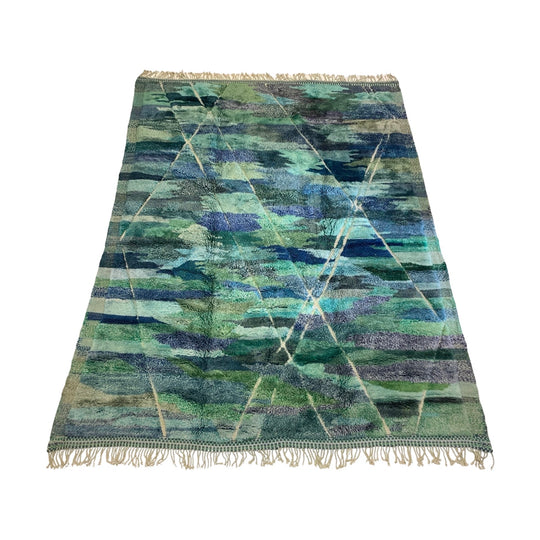 Beni Mrirt Moroccan rug in seafoam green, navy, mint blue, turquoise - Kantara | Moroccan Rugs