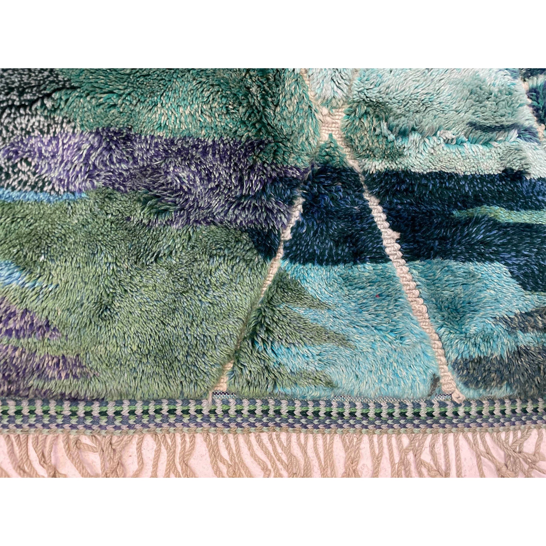 Handknotted wool Moroccan rug in greens and blues - Kantara | Moroccan Rugs