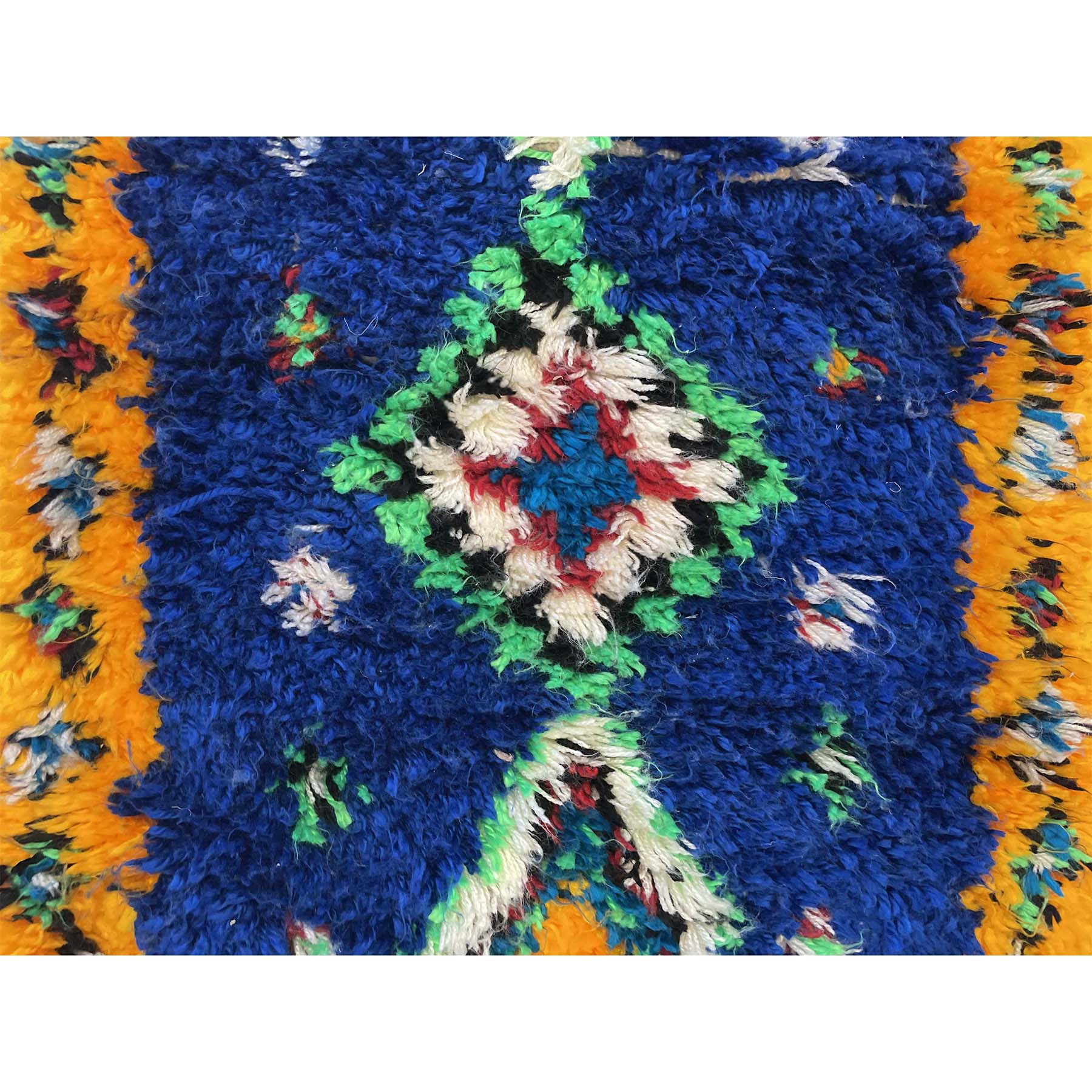 Vibrant blue and yellow Moroccan diamond runner rug - Kantara | Moroccan Rugs