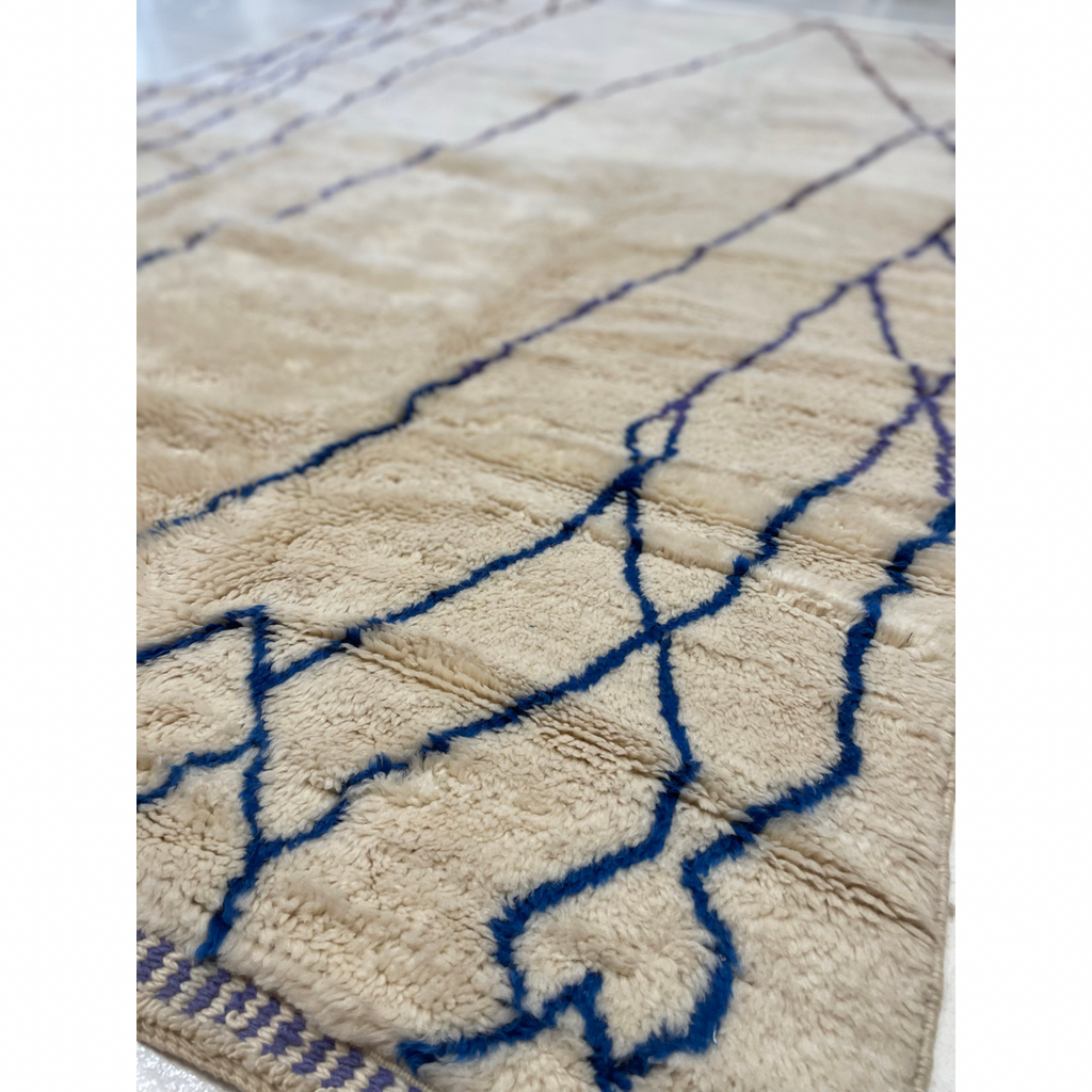 Moroccan area rug in white, blue, and purple - Kantara | Moroccan Rugs