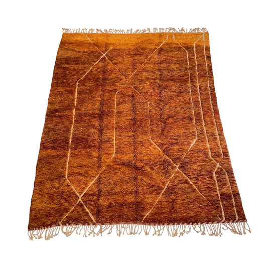 Orange Moroccan oversize rug with white linework - Kantara | Moroccan Rugs