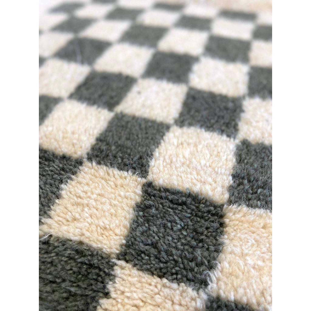 Minimalist Moroccan rug with checkerboard design - Kantara | Moroccan Rugs