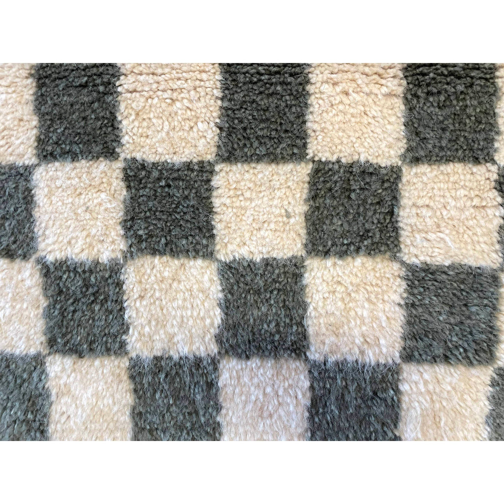Mid century modern Moroccan checker print rug in gray and white - Kantara | Moroccan Rugs
