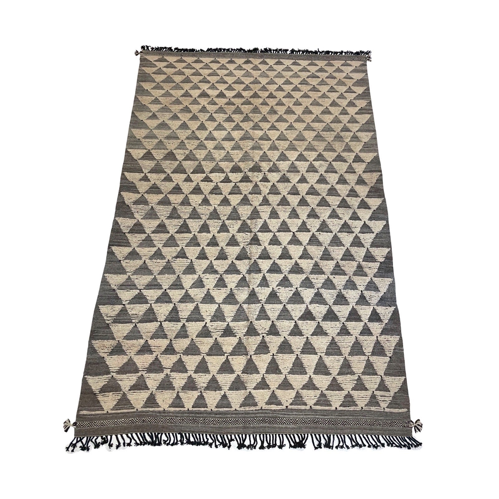 Neutral one of a kind Moroccan rug with triangle pattern - Kantara | Moroccan Rugs