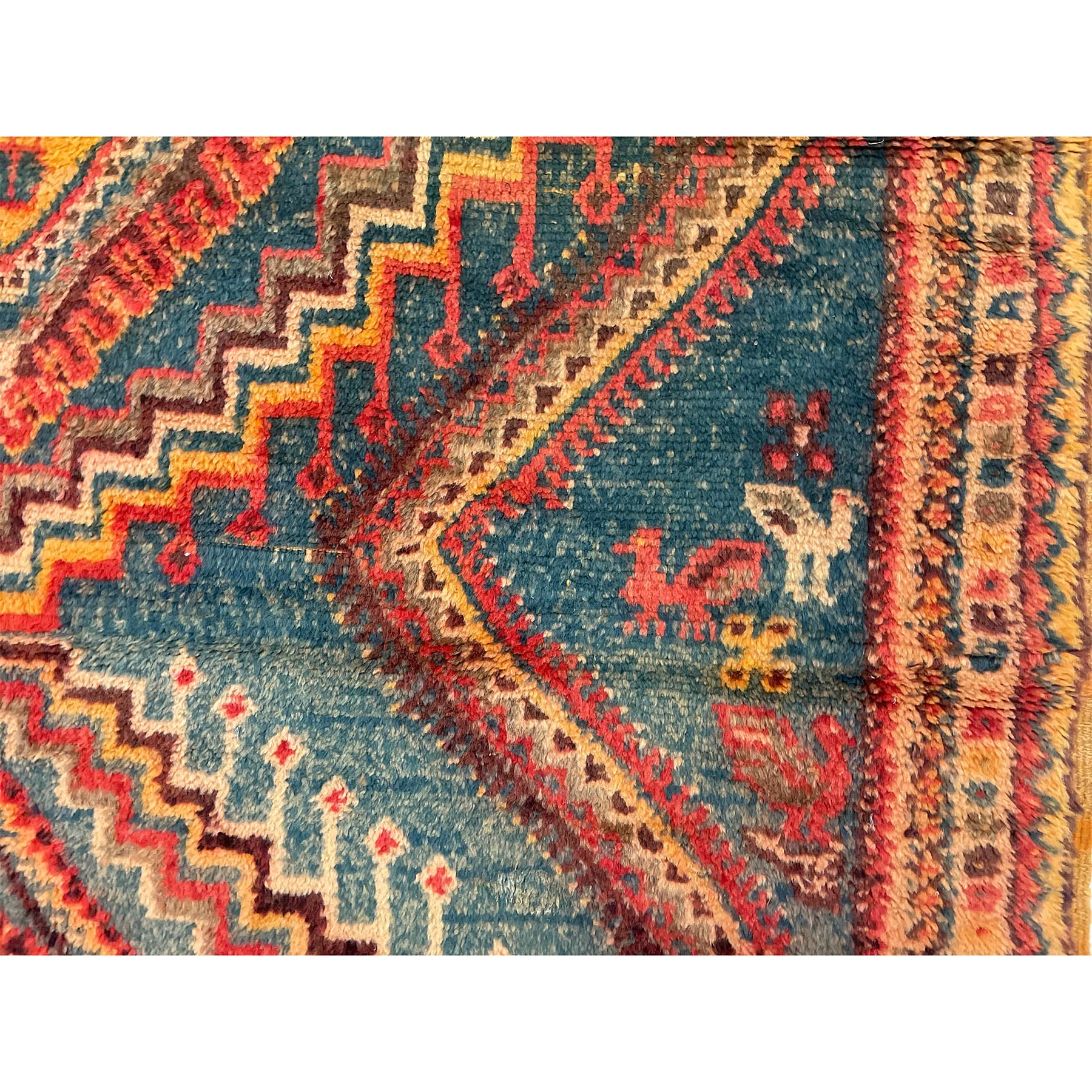 Orange and blue handwoven Moroccan wool rug - Kantara | Moroccan Rugs