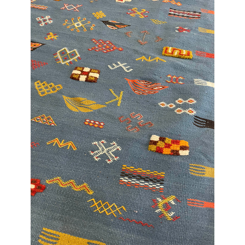 Blue contemporary Moroccan living room rug - Kantara | Moroccan Rugs