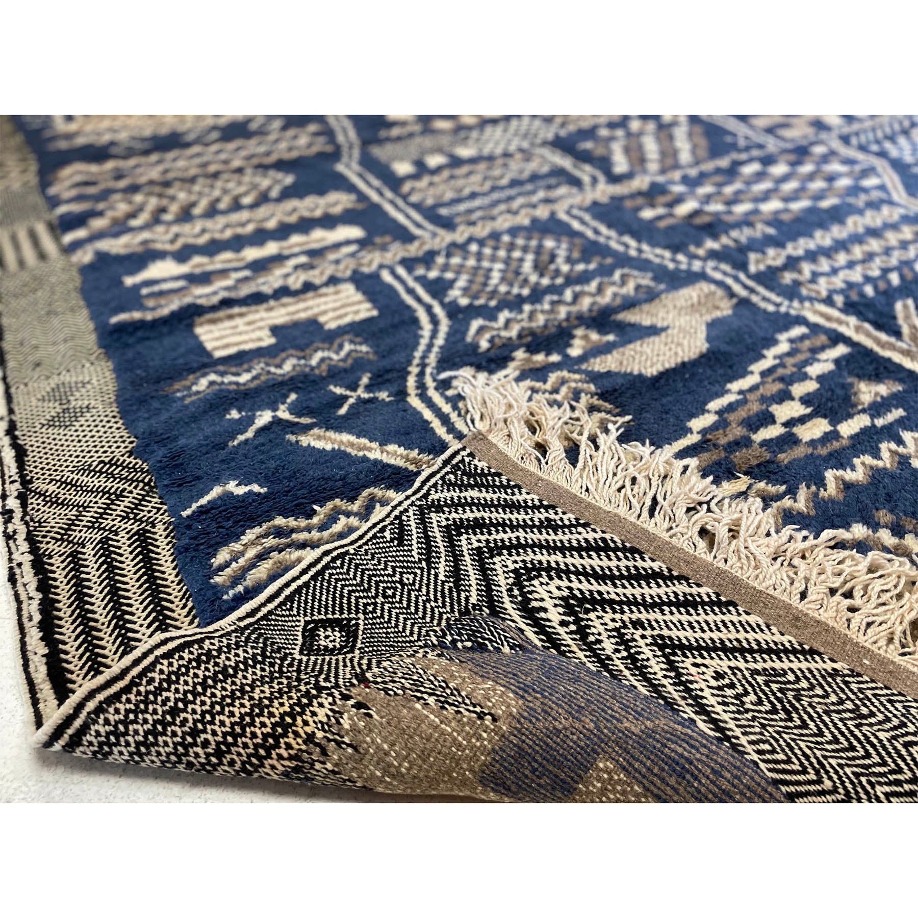Plush mixed weave blue and gray Moroccan area rug - Kantara | Moroccan Rugs