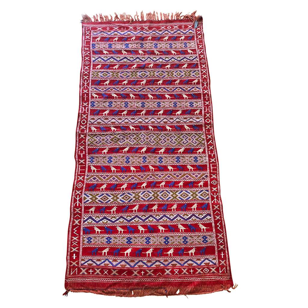 HICHAM - Bright Moroccan flatweave rug with birds - Kantara | Moroccan Rugs