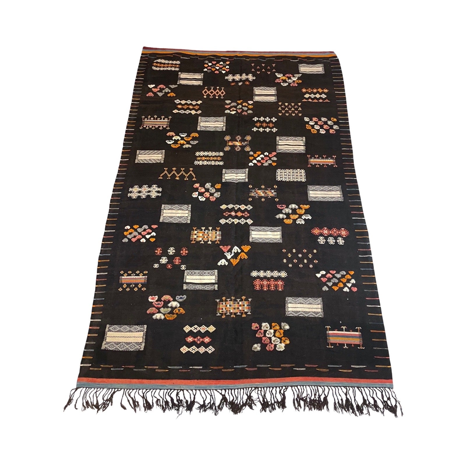 Dark colored mixed weave Moroccan area rug - Kantara | Moroccan Rugs
