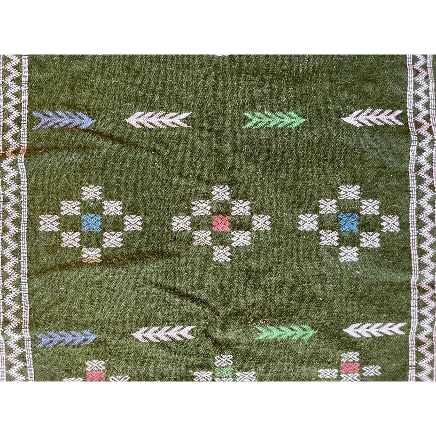 Contemporary army green Moroccan flatweave throw rug - Kantara | Moroccan Rugs