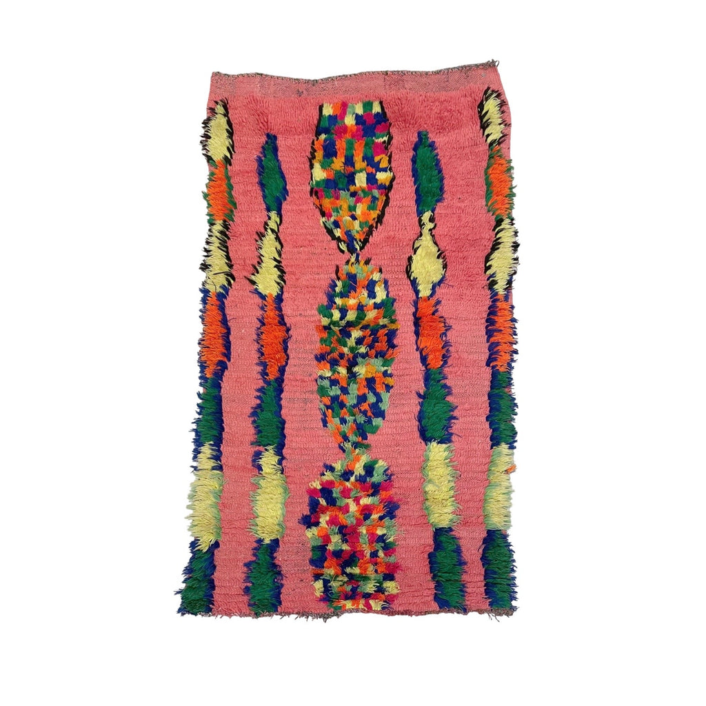 Funky Pink Moroccan Boucherouite Throw Rug– Kantara