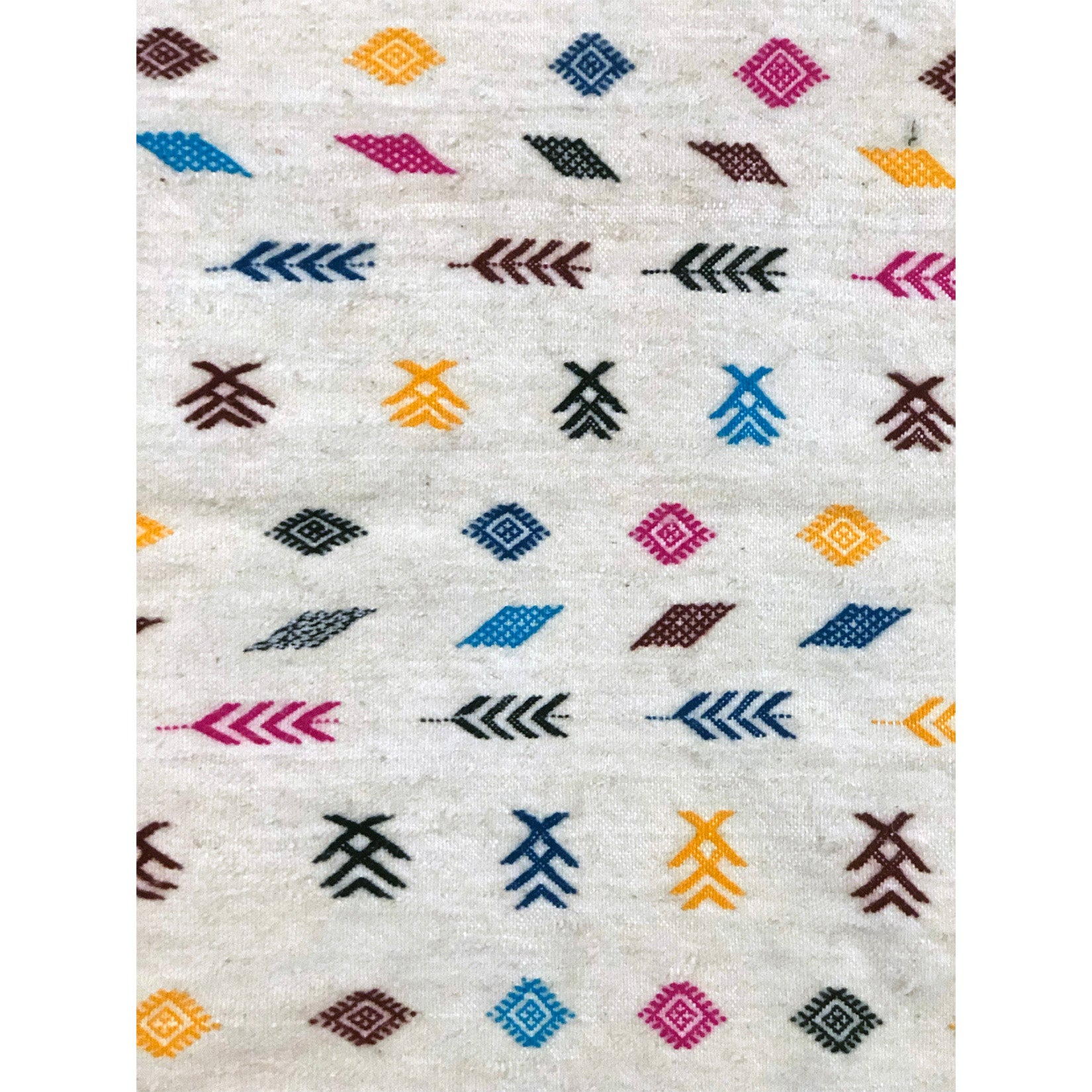 Tribal flat weave white berber carpet - Kantara | Moroccan Rugs