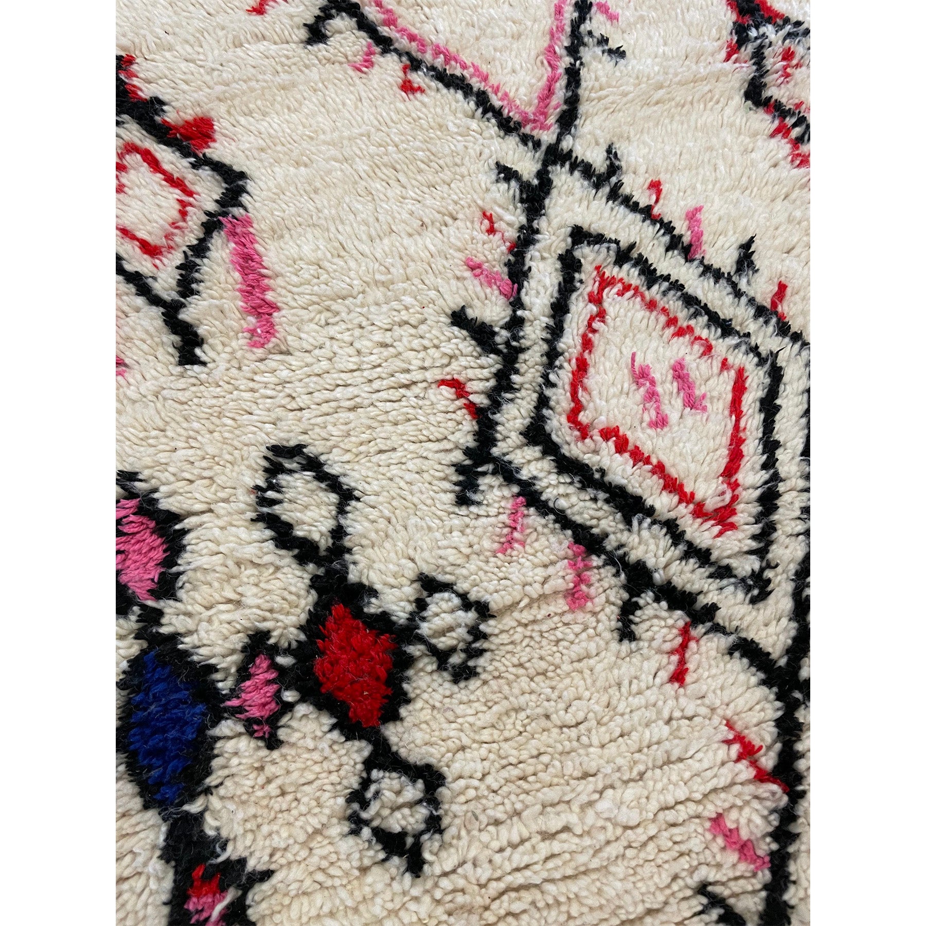 White Moroccan pile runner rug with tribal motifs - Kantara | Moroccan Rugs