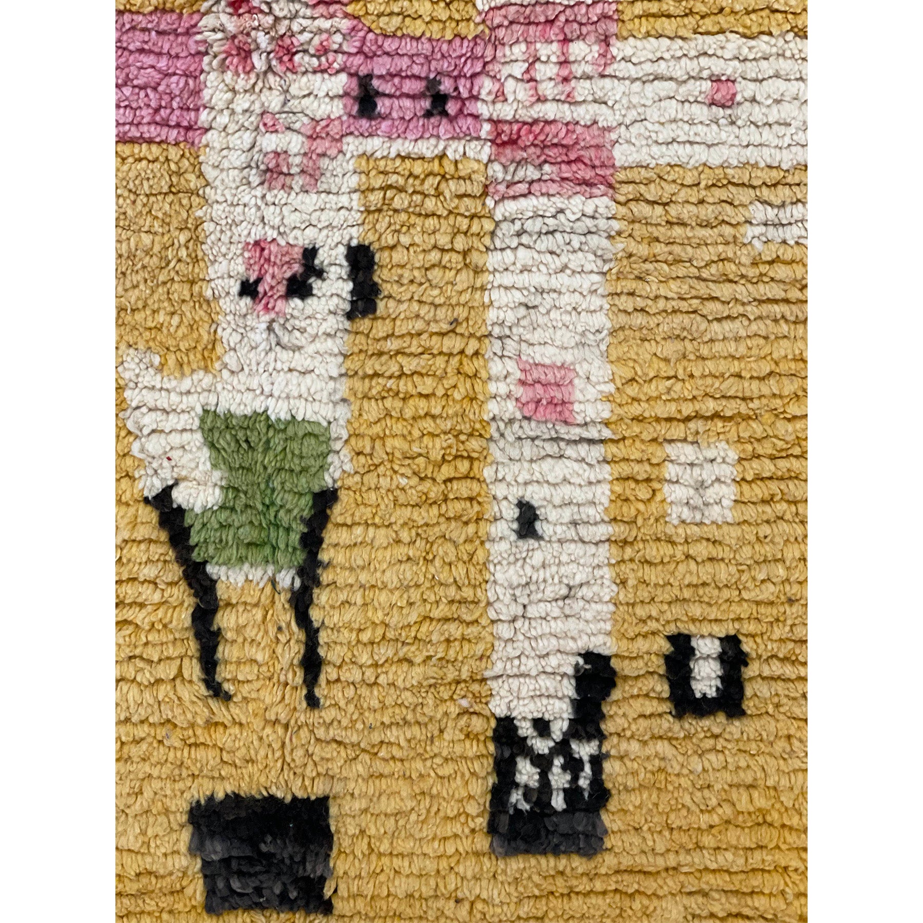 Eclectic Moroccan entryway rug in yellow with abstract pattern - Kantara | Moroccan Rugs