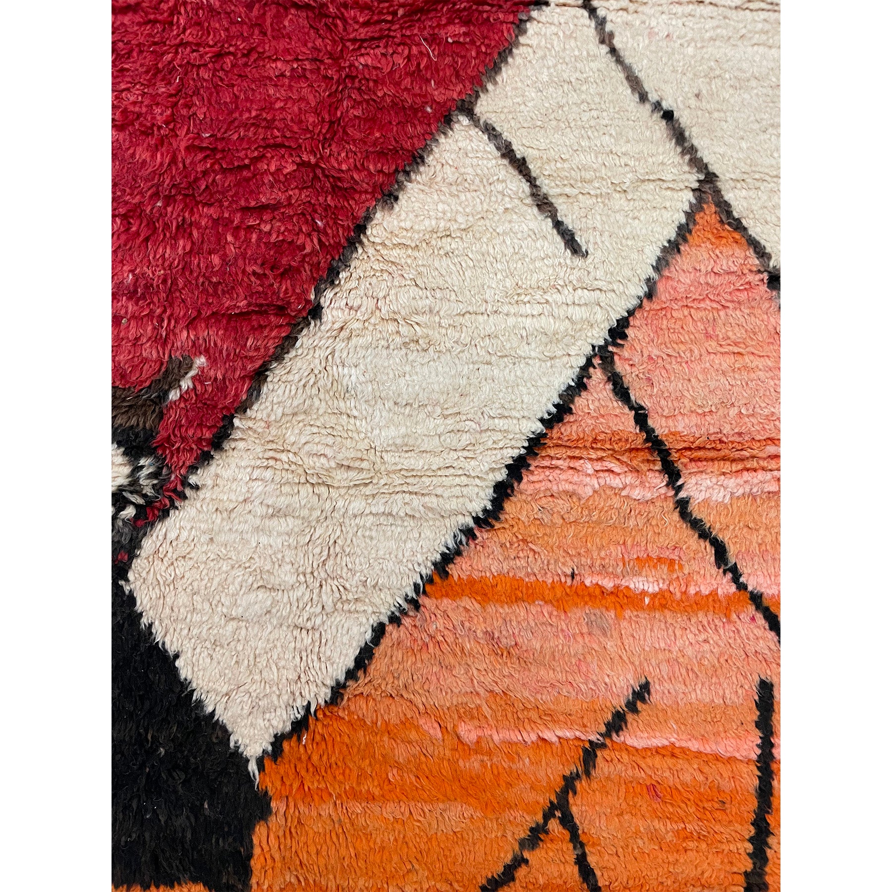 Abstract medium sized Moroccan rug in red and orange - Kantara | Moroccan Rugs