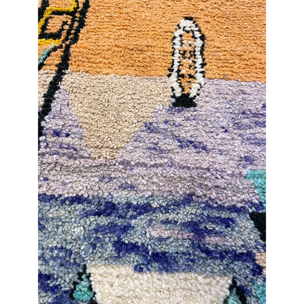 Art deco Moroccan runner rug in yellow with tribal motifs - Kantara | Moroccan Rugs