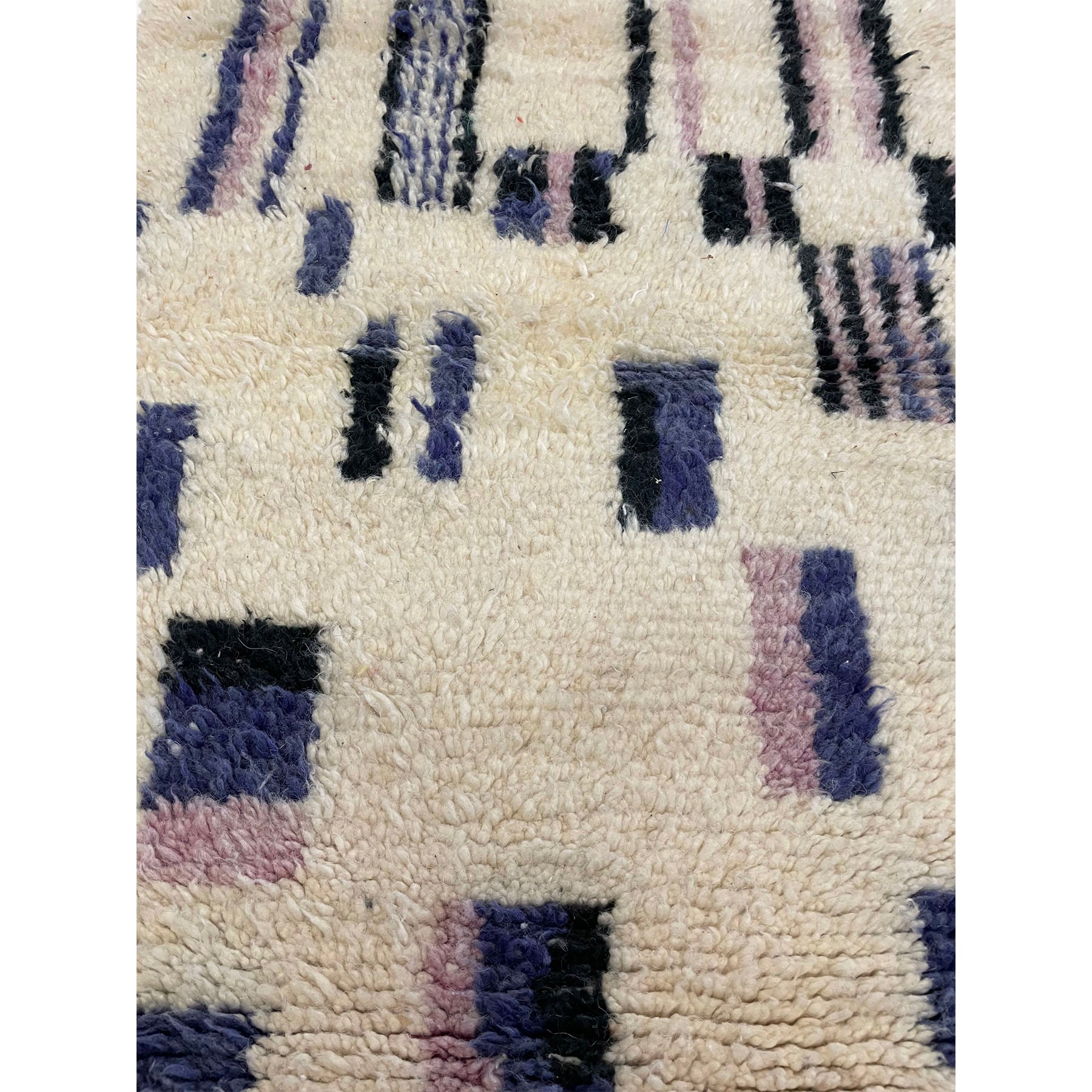 Abstract art deco purple and white Moroccan runner rug - Kantara | Moroccan Rugs