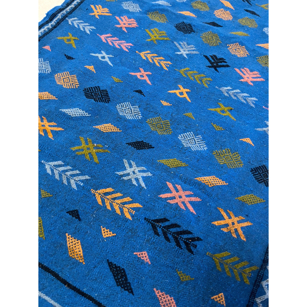 Middle atlas style Moroccan flatweave runner in blue - Kantara | Moroccan Rugs